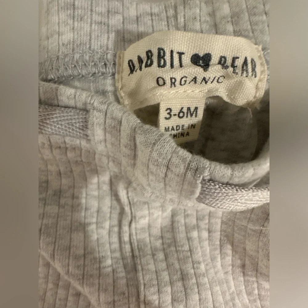 Rabbit and Bear Organic Gender Neutral Gray and White Checkered Baby Outfit 3-6M
